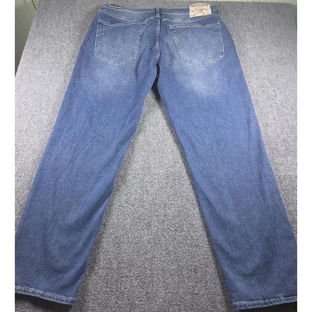 True Religion Bobby Applique Relaxed Baggy Jeans 34x32 Medium Blaze Wash NWT